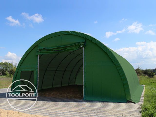 Rundbogenhalle 9,15m x 12m Lagerzelt Zelthalle Höhe 4,5 m 720g//m² PVC grün