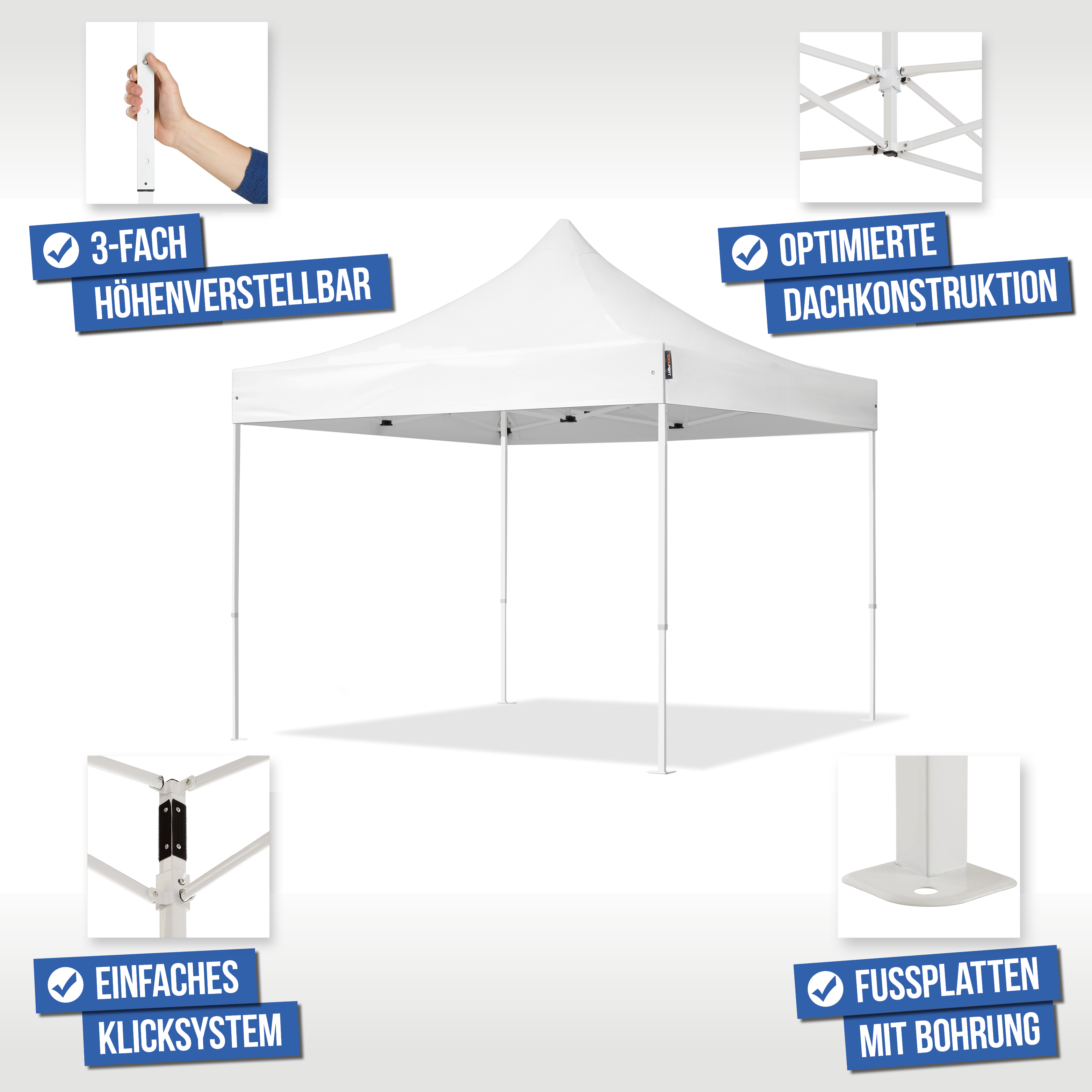 3x3 m Faltpavillon, ECONOMY Stahl 30mm, Seitenteile mit